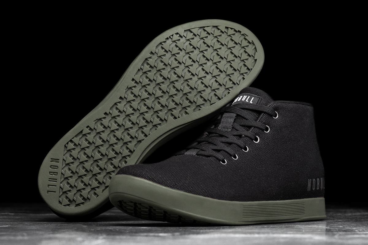 Nobull Canvas Mid Men's Trainers Black Dark Green | Australia (PK9105)